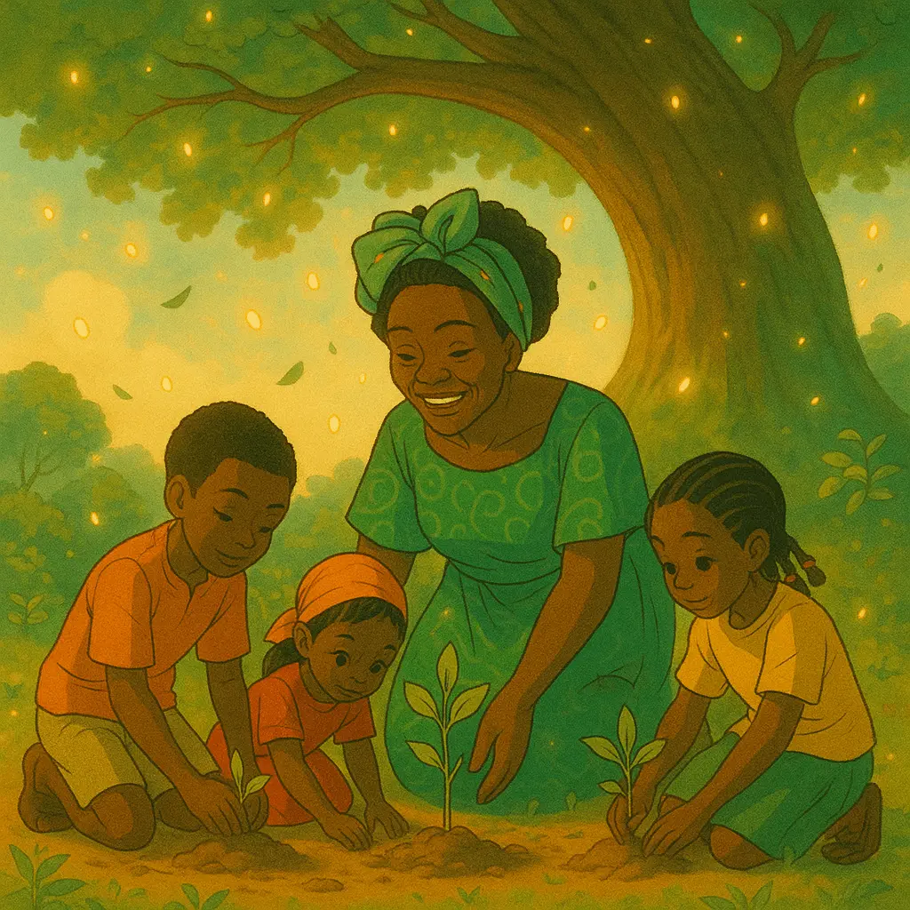 Wangari teaching children