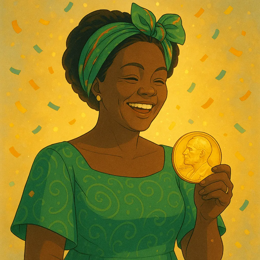 Wangari receiving Nobel Prize