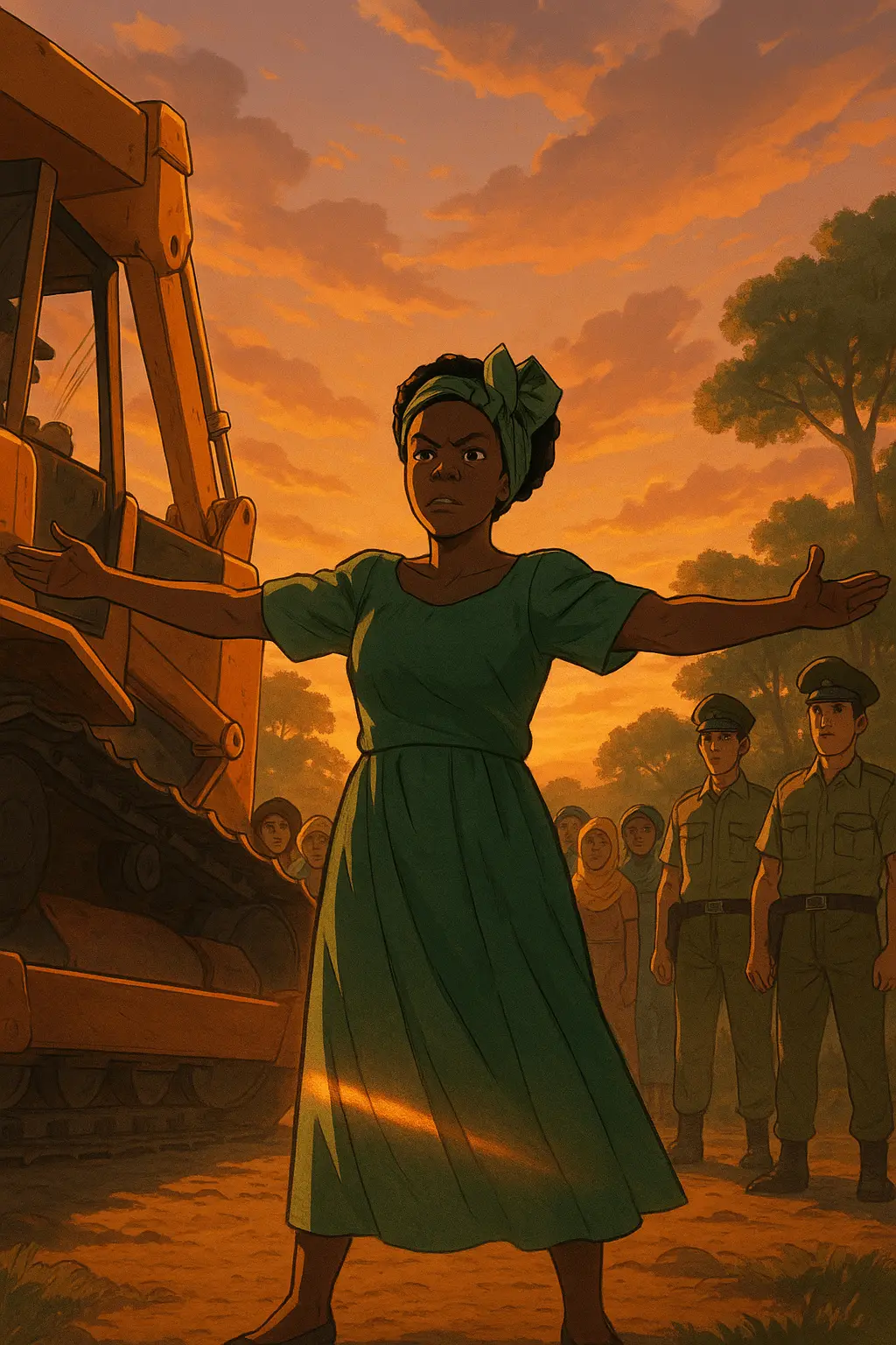 Wangari protesting tree demolition